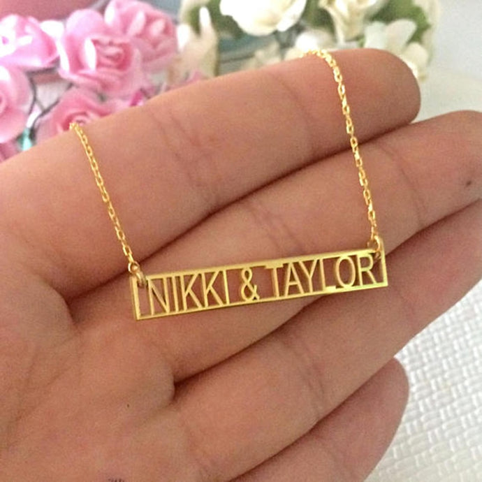 Personalized Name Bar Necklace For Couples